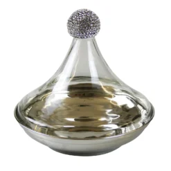 Schale Mit Spitzer Haube Und Strass, Silber, H 23 X Ø 24 Cm