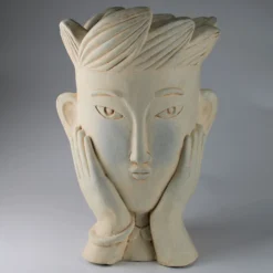 Pflanzkopf 'Mann', Creme, Ø 31 X H 47 Cm