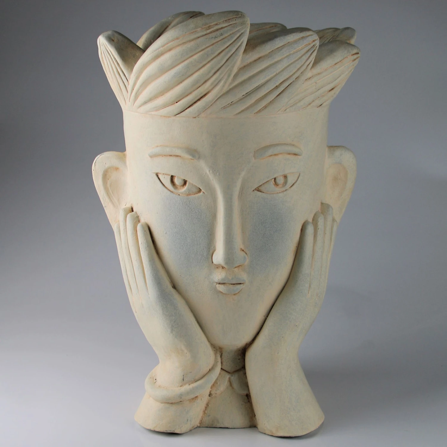 Pflanzkopf 'Mann', Creme, Ø 31 X H 47 Cm 1 Pflanzkopf 'Mann', Creme, Ø 31 X H 47 Cm