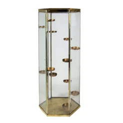 Windlicht Für Teelichte, Gold, Metall, Glas, Höhe 94 Cm, B 30 Cm