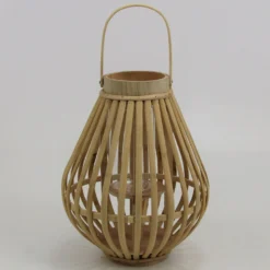 Laterne Bambus Mit Glaseinsatz, Ø 28 X H 36 Cm
