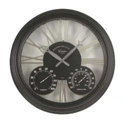 Exeter Wanduhr U. Thermometer, Schwarz, 38,5 Cm, Vielseitig, Robust