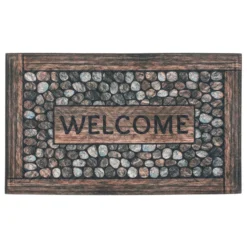 Fussmatte 'Printed Lima Framed Pebbles', Braun, 45 X 75 Cm