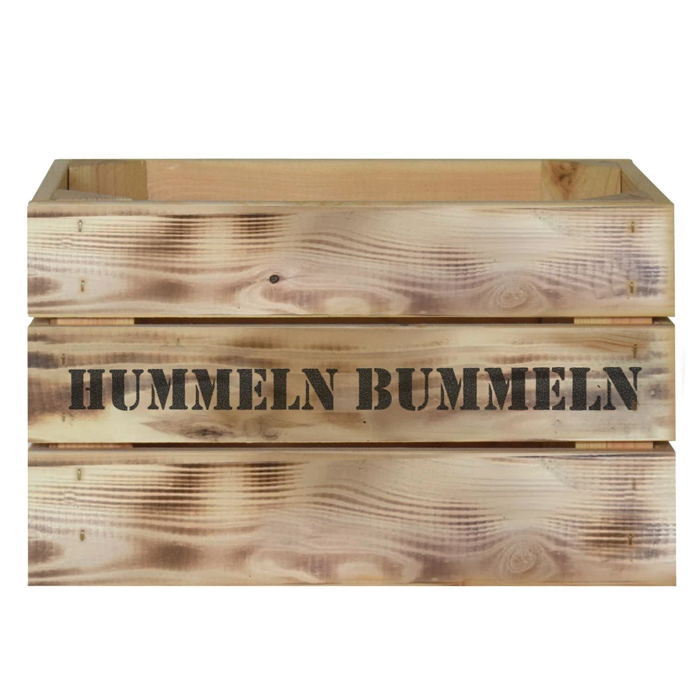FSC®-Holzbox 'Hummeln Bummeln', Geflammt, Größe L 1 FSC®-Holzbox 'Hummeln Bummeln', Geflammt, Größe L
