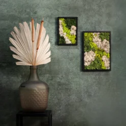 Eckiges Moosbild Mit Schwarzem Rahmen, Groß, 38 X 27 Cm