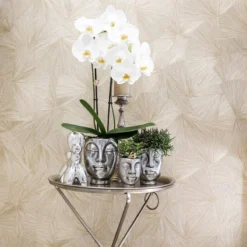 Geschenkset Orchidee & Sukkulente, Silber, Inkl. Übertöpfen Und Dekotablett