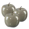 Dekoapfel PEARL, 3er-Set, Keramik, Grau, 12 X 9,5 Cm