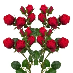 Kunstpflanze Polyantarose, Rot, 39 Cm, 4 Stück