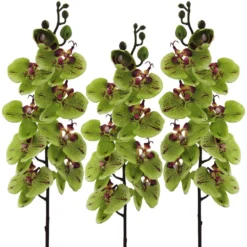 Kunstblume Orchideenzweig, Grün-rot, Ca. 98 Cm, 3 Stück