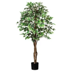 Künstlicher Ficus Benjamini, Birkenfeige, Grünweiß, Ca. 150 Cm, Ca. 840 Blätter