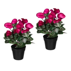 Künstliches Alpenveilchen, Fuchsia, Ca. 30 Cm, Kunststofftopf 10 X 8,5 Cm