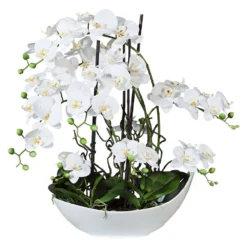 Kunstpflanze Orchideen-Arrangement In Weißer Keramikschale, Ca. 68 Cm