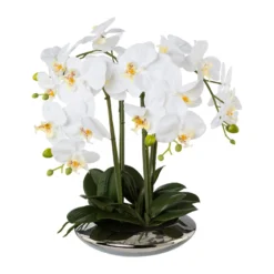 Kunstpflanze Phalaenopsis 'Real Touch', Weiß, Topf-Ø 26 Cm, Höhe Ca. 41cm