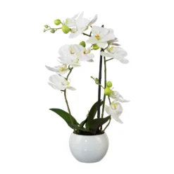 Kunstpflanze Phalaenopsis 'Real Touch', Weiß, Topf-Ø 11,5 Cm, Höhe Ca. 42 Cm