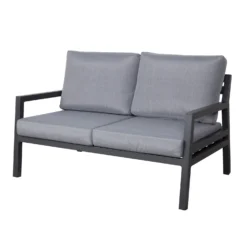 4-teilige Lounge-Gruppe 'Piazza', Tisch Mit Glasplatte, Inklusive Auflagen -Deutschland Garten Schatten Verkaufs-Shop 3910302532 Alu Loungergruppe Piazza 4tlg schwarz inkl Kissen grau Tisch mit Glasplatte3 74482