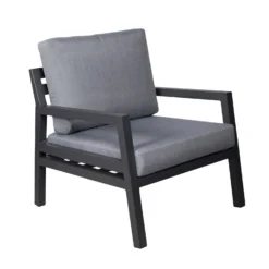 4-teilige Lounge-Gruppe 'Piazza', Tisch Mit Glasplatte, Inklusive Auflagen -Deutschland Garten Schatten Verkaufs-Shop 3910302532 Alu Loungergruppe Piazza 4tlg schwarz inkl Kissen grau Tisch mit Glasplatte4 74481