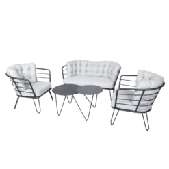 4-teilige Lounge-Gruppe 'Bella', Schwarz, Inklusive Auflagen