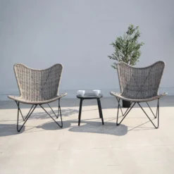 Bistro-Set 'Butterfly', 3-tlg., Braun