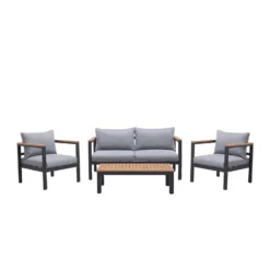 Loungeset 'Kingsbury' Inkl. Auflagen, 5tlg., Dunkelgrau