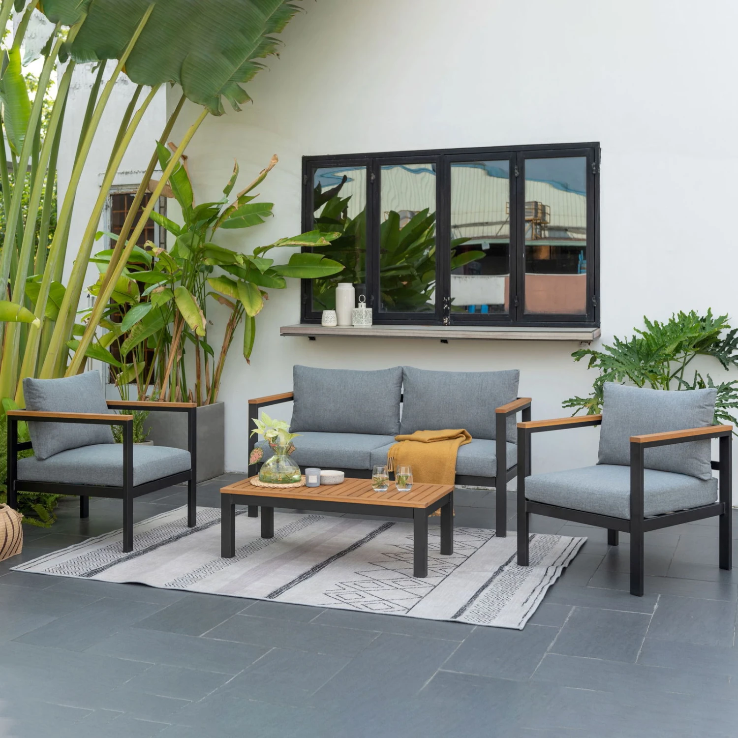 Loungeset 'Kingsbury' Inkl. Auflagen, 5tlg., Dunkelgrau 2 Loungeset 'Kingsbury' Inkl. Auflagen, 5tlg., Dunkelgrau – Bild 2