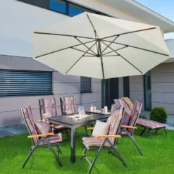 Doppler Pendelschirm 'Ravenna 400', Um 360° Drehbar, Ø 400 Cm, Natur