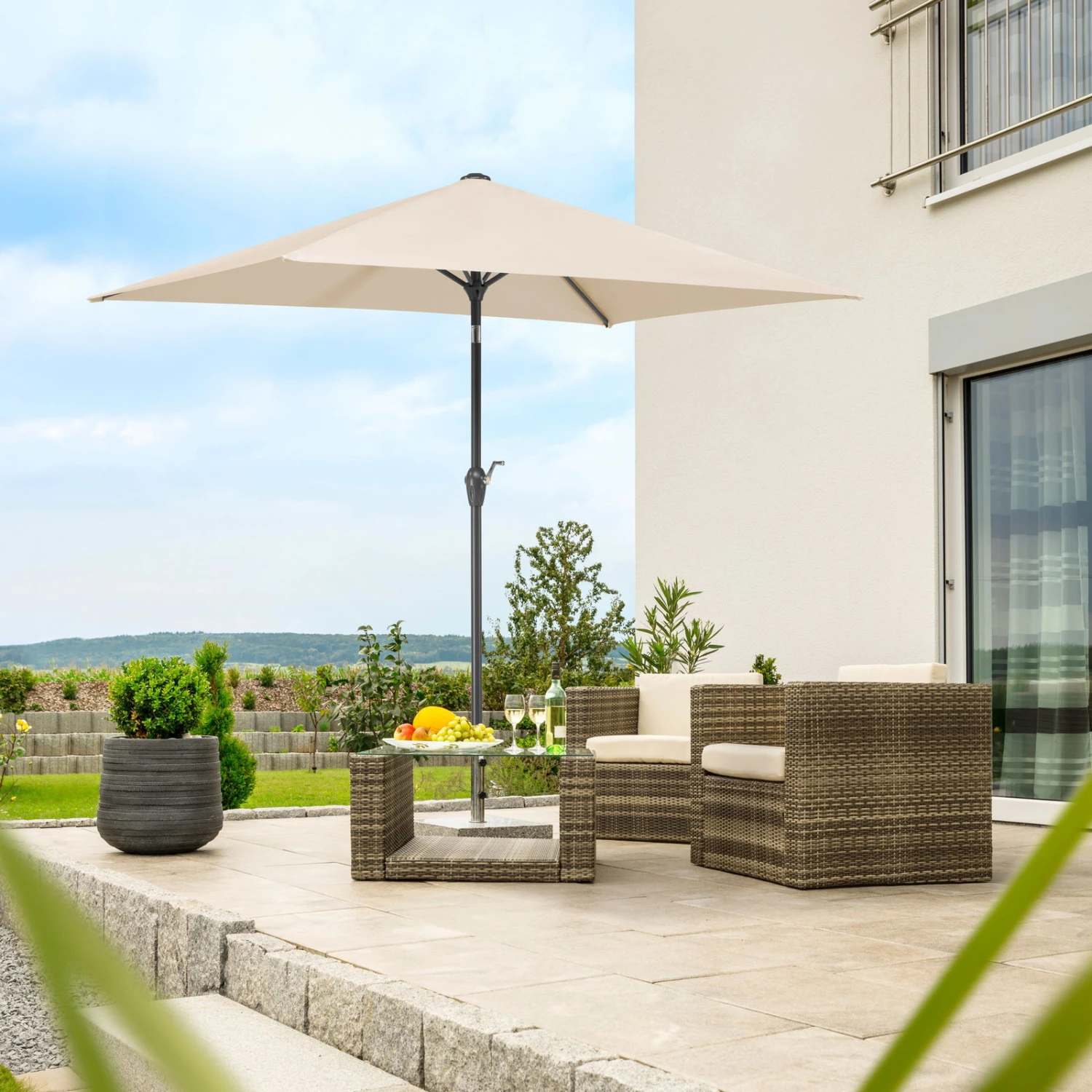 Mittelstockschirm 'Bilbao', Ca. 210 X 130 Cm, Natur 7 Mittelstockschirm 'Bilbao', Ca. 210 X 130 Cm, Natur – Bild 7