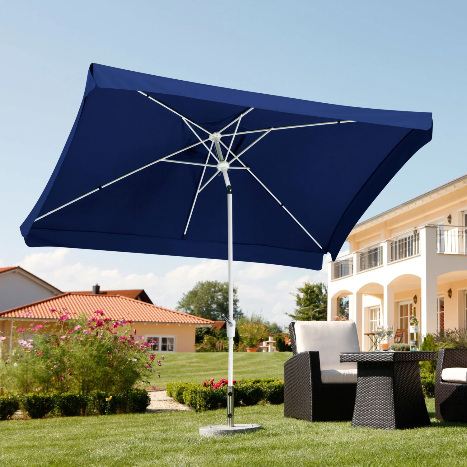 Mittelstockschirm 'Oslo', Blau, Ca. 300 X 200 Cm 1 Mittelstockschirm 'Oslo', Blau, Ca. 300 X 200 Cm