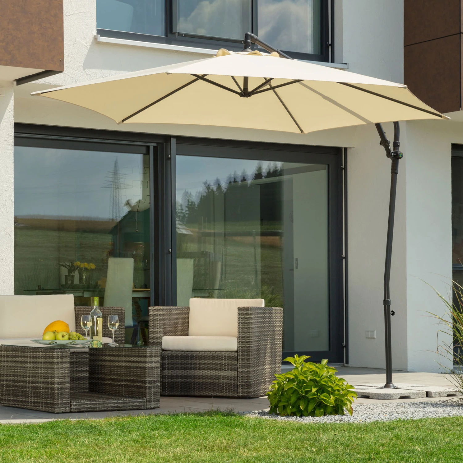 Pendelschirm 'Genua', Ø Ca. 300 Cm, Natur 8 Pendelschirm 'Genua', Ø Ca. 300 Cm, Natur – Bild 8