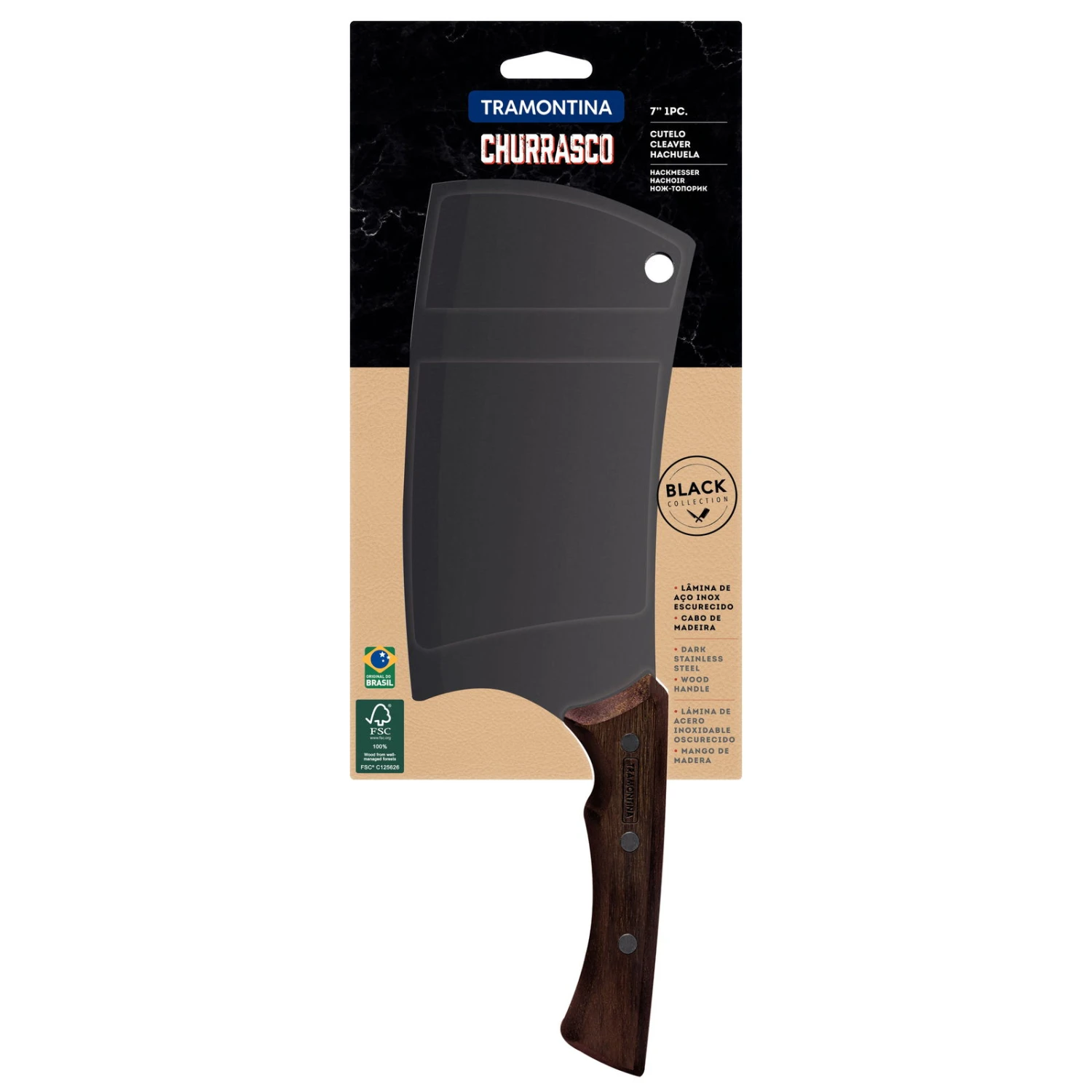 Hackmesser, Stahl/FSC-Kiefer, Klinge Ca. 18 Cm 1 Hackmesser, Stahl/FSC-Kiefer, Klinge Ca. 18 Cm