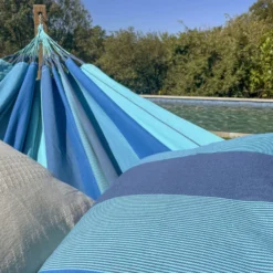 LA SIESTA Hängematte 'Modesta', Lagoon -Deutschland Garten Schatten Verkaufs-Shop 3940200333 Doppel Haengematte Modesta Lagoon Bio Baumwolle 4 106100